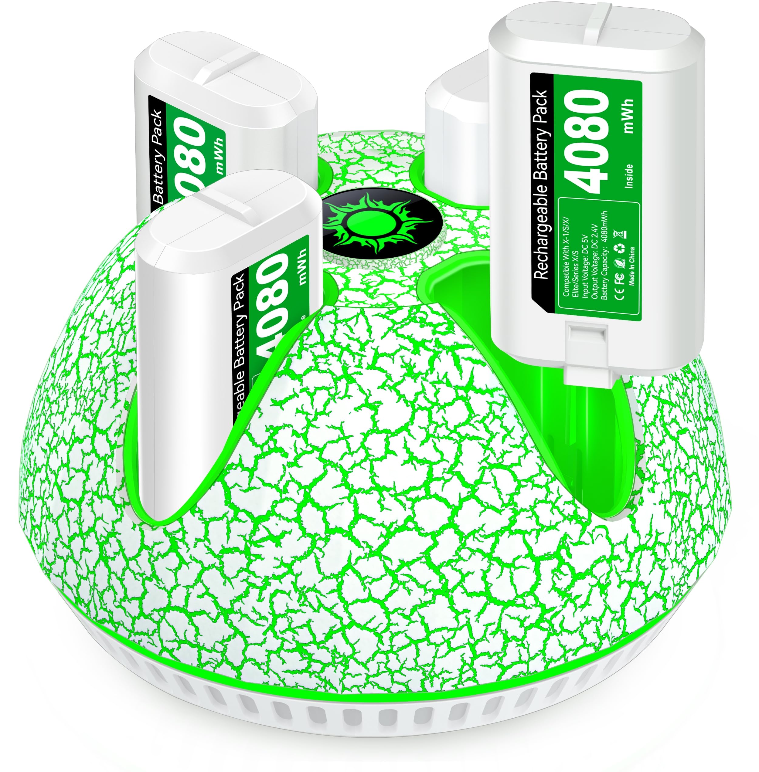 4 Stück 4080mWh Akku für Xbox One/Xbox Series X&S Controller, Xbox Controller Akku kompatibel mit Xbox One S/X/Elite,Xbox Series X/S Controller, Cooles Aussehen/12Std Spielzeit/LED Anzeige