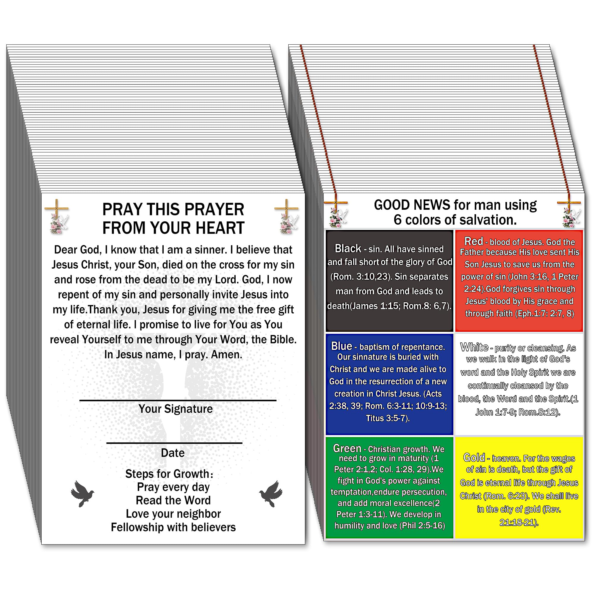 SADIKALO 100pcs Gospel Tracts - Bible Tracts for Salvation Christian Prayer Cards with Inspirational Bible Verses Pocket Plan Cards , 3.5 x 4.7 Inch