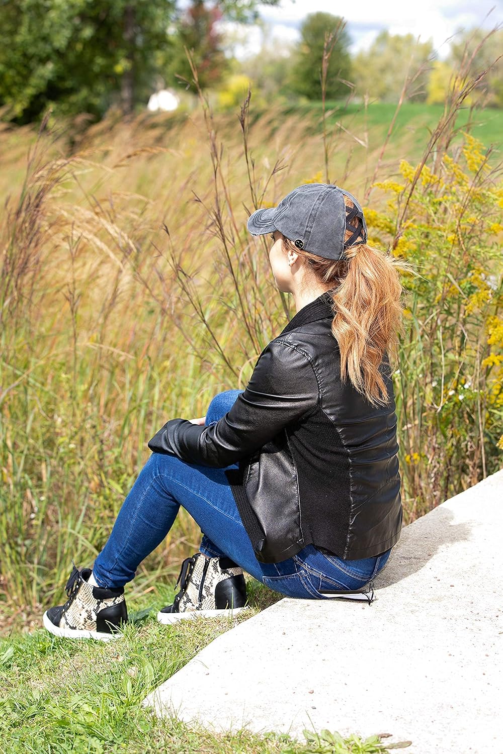 Funky Junque Messy Bun Baseball Cap - Women's Ponytail Hat with Criss Cross Design - Value Packs, Solid Colors, Camo Patterns