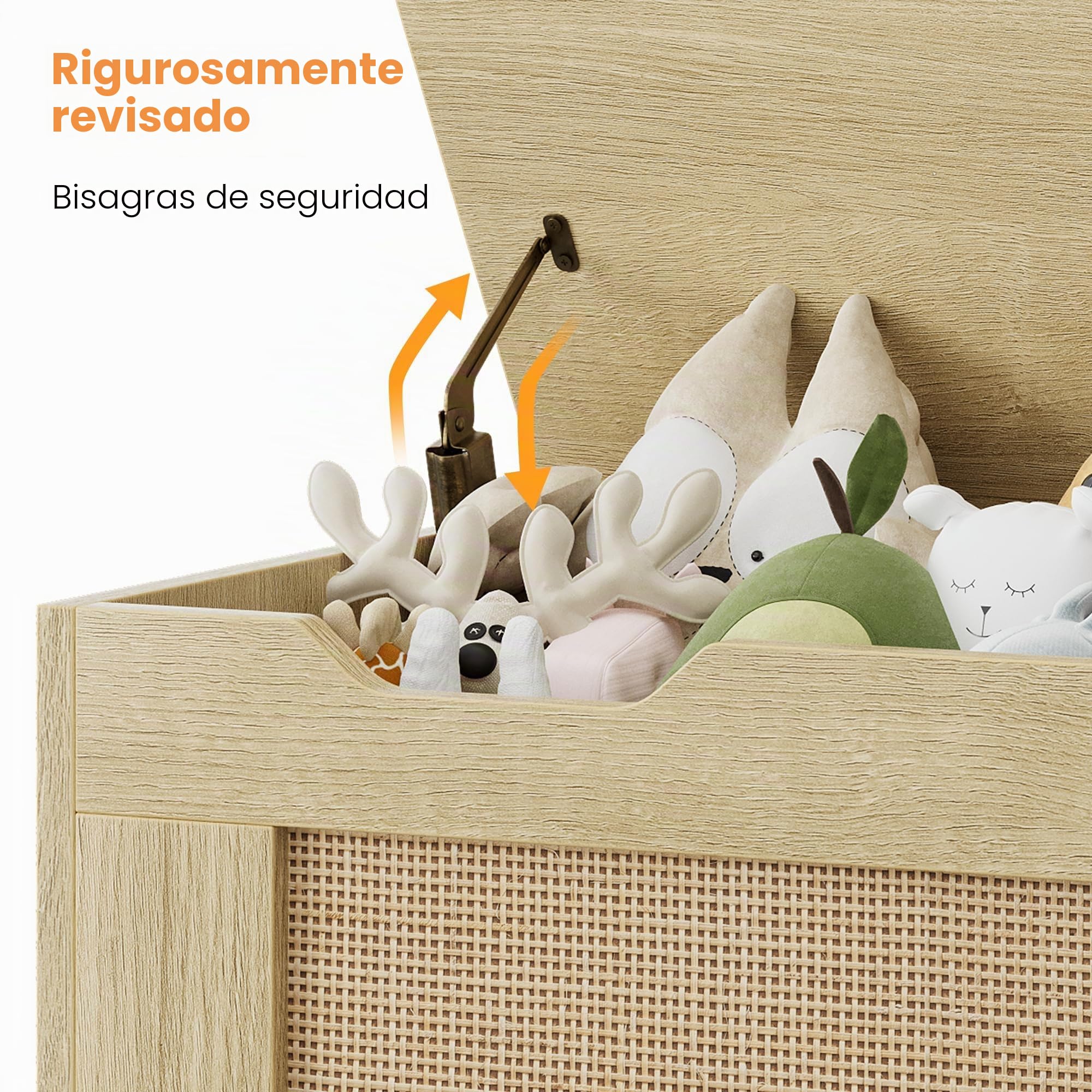 Garvee Baúl de Almacenaje baules de mimbre, baul almacenaje interior, Baul Juguetes Infantil,Para Entrada y Dormitorio.Color Madera Natural, 76×40×50 cm