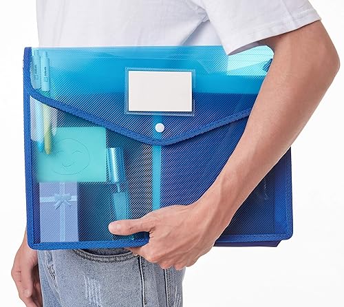 Miniatura 5 de FANWU Carpeta de archivos de plástico con sobre de polietileno expandible, carpeta de documentos con cierre de botón a presión, tamaño legal,