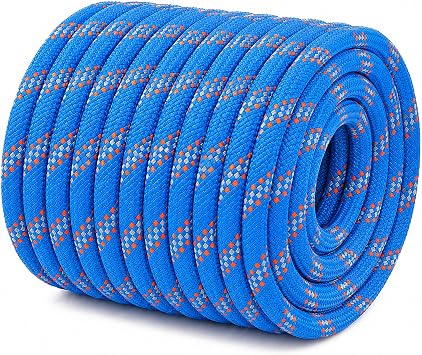 Braided Polyester Arborist Rope 3/8 inch X 100 feet High Strength Bull Rope for Tree Work Truck Securing Camping Swing, Blue