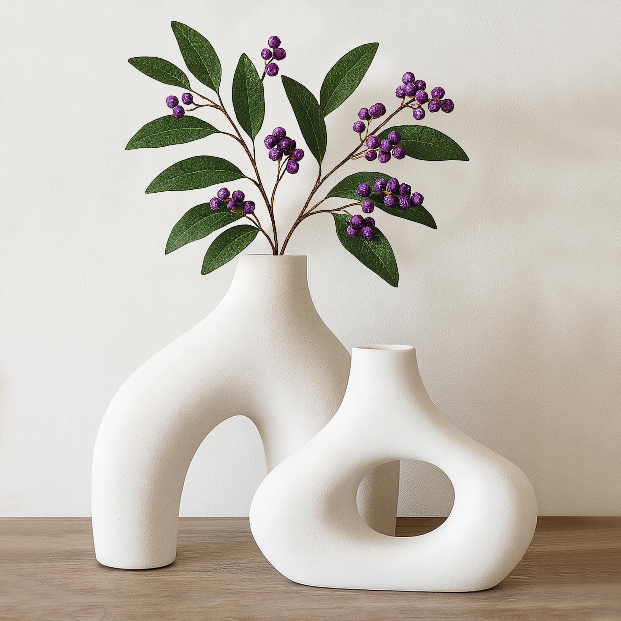 White Ceramic Vase Set – Modern Decorative Vases for Living Room, Entryway Table & Home Décor – Minimalist Boho Flower Vases for Pampas Grass, Dried Flowers, Bedroom or Dining Table Decor