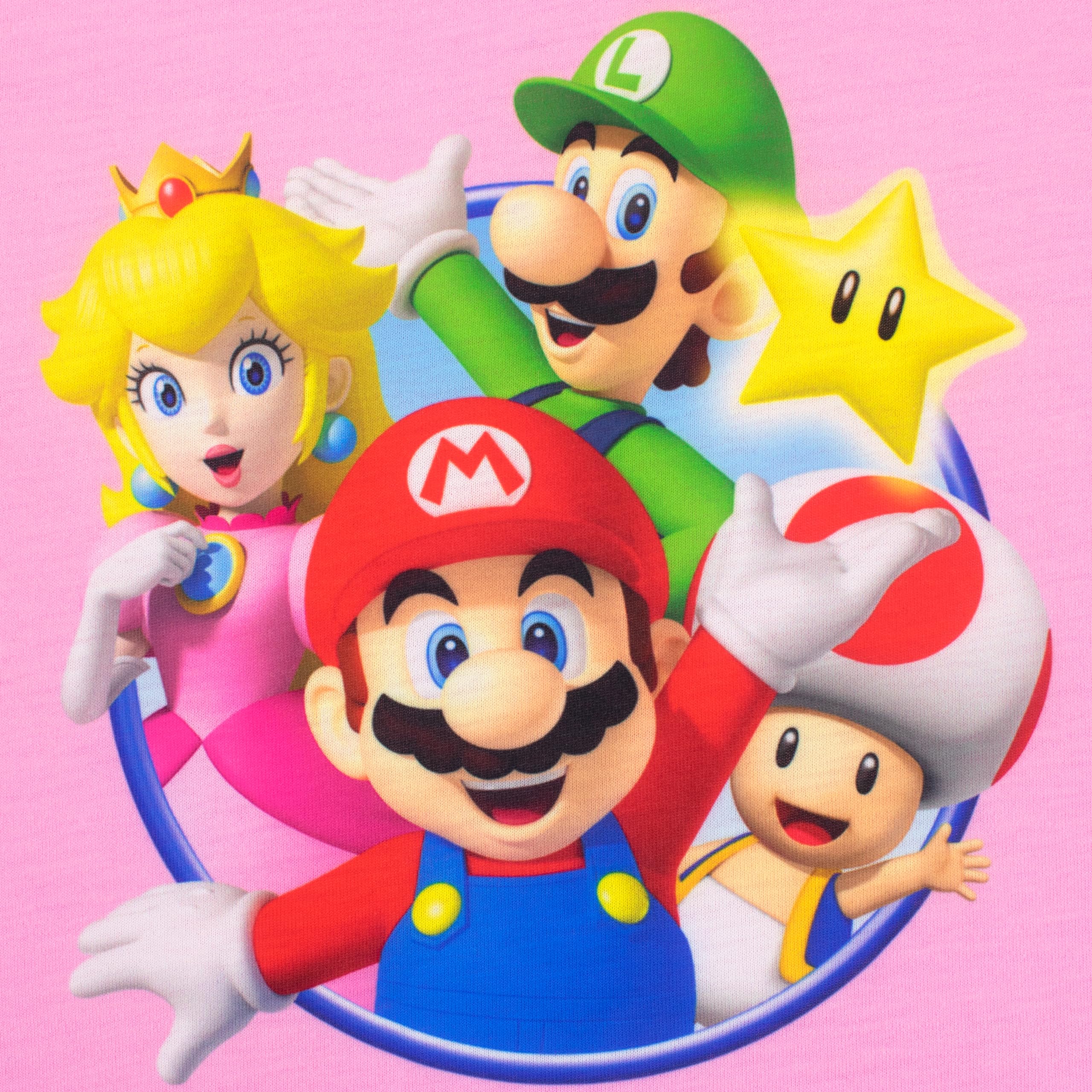 SUPER MARIO Dziewczyny Krótka Piżama Dziecięca Bielizna Nocna z Długimi Rękawami