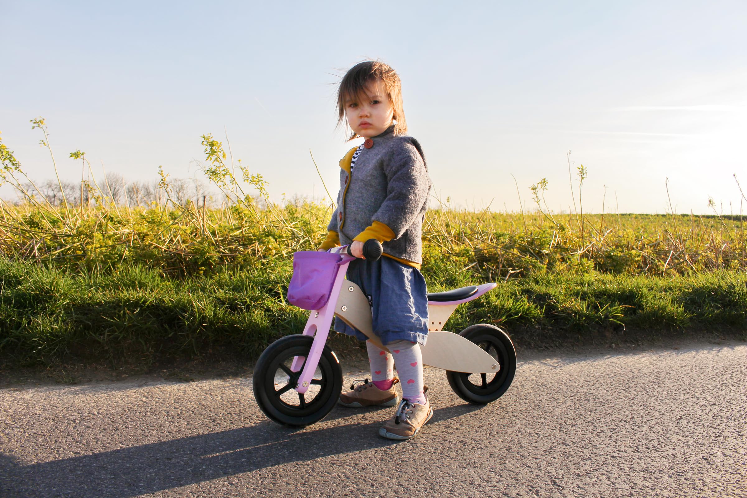 Houten loopfiets - driewieler - Maxi Karamel Bruin