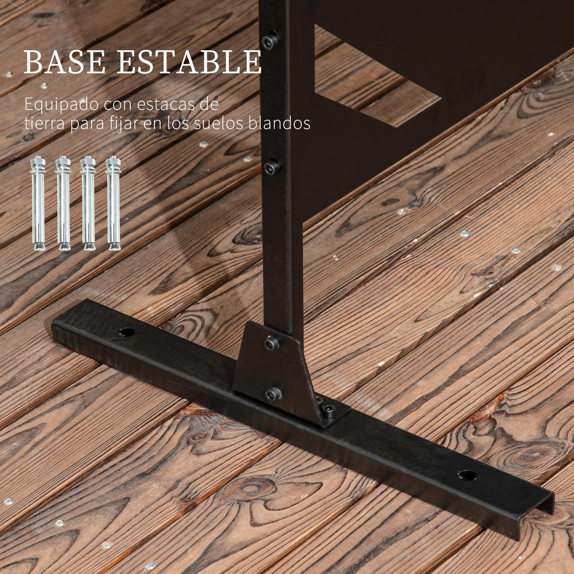 Outsunny Biombo de 3 Piezas Biombo Separador de Ambientes con Diseño de Hoja de Plátano Biombo para Exterior Jardín Patio Terraza 122x45x198 cm Negro