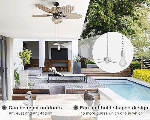 Miniatura 2 de Cadena de tracción para ventilador de techo, cables de ventilador de techo con 2 cadenas de extensión de bola de cuentas de 12 pulgadas para luces