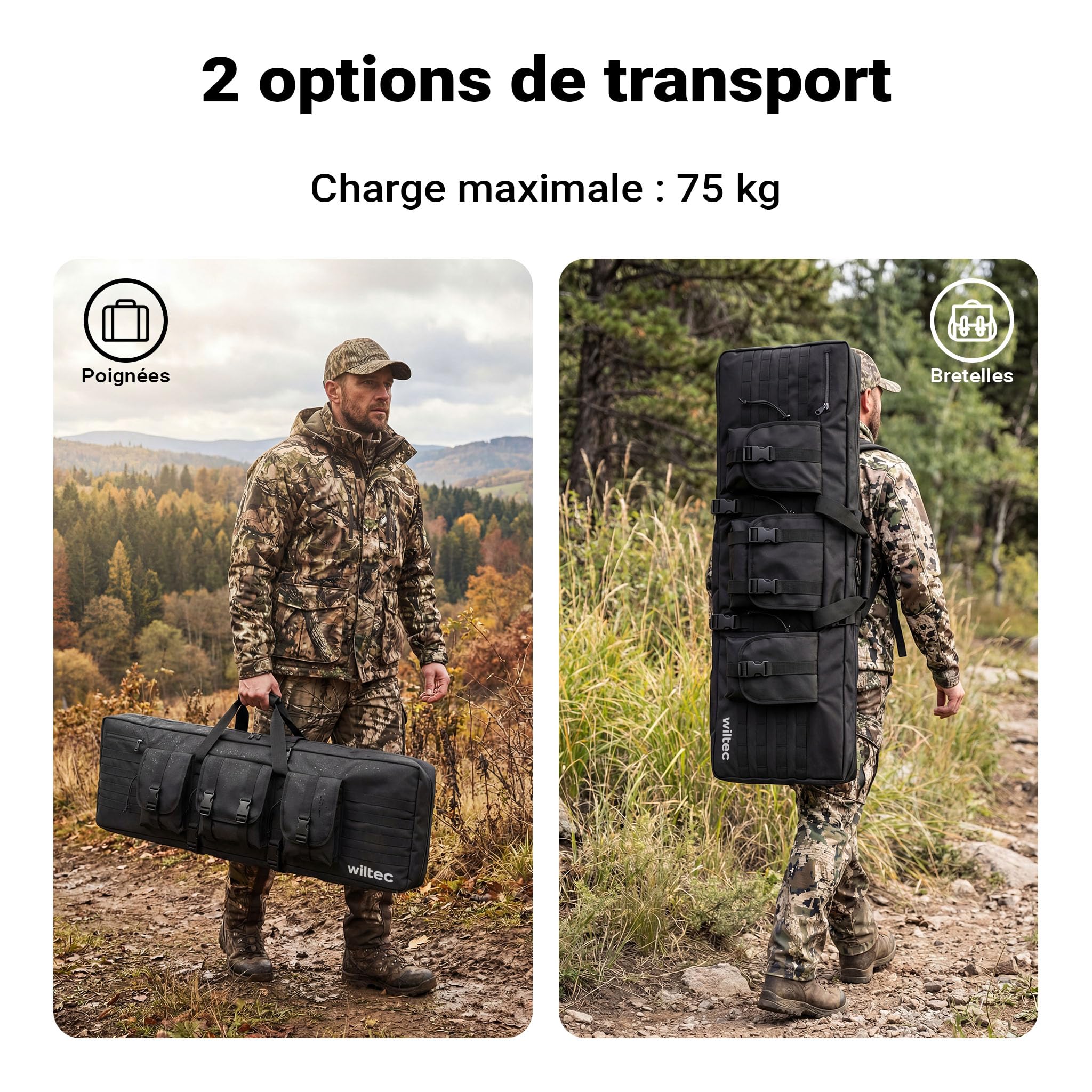 WilTec Sacoche pour Fusil Hydrofuge Type 2 avec Rembourrage, étui pour Fusil avec Fermeture éclair, Sacoche pour Arme avec matériau extérieur Robuste