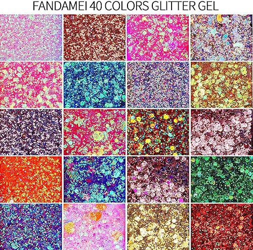 Miniatura 3 de FANDAMEI Purpurina facial de 40 colores, gel con purpurina para pintura facial, purpurina facial para mujeres y niñas, no necesita pegamento, 40