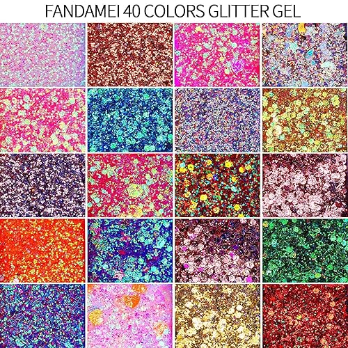 Miniatura 3 de FANDAMEI Purpurina facial de 40 colores, gel con purpurina para pintura facial, purpurina facial para mujeres y niñas, no necesita pegamento,