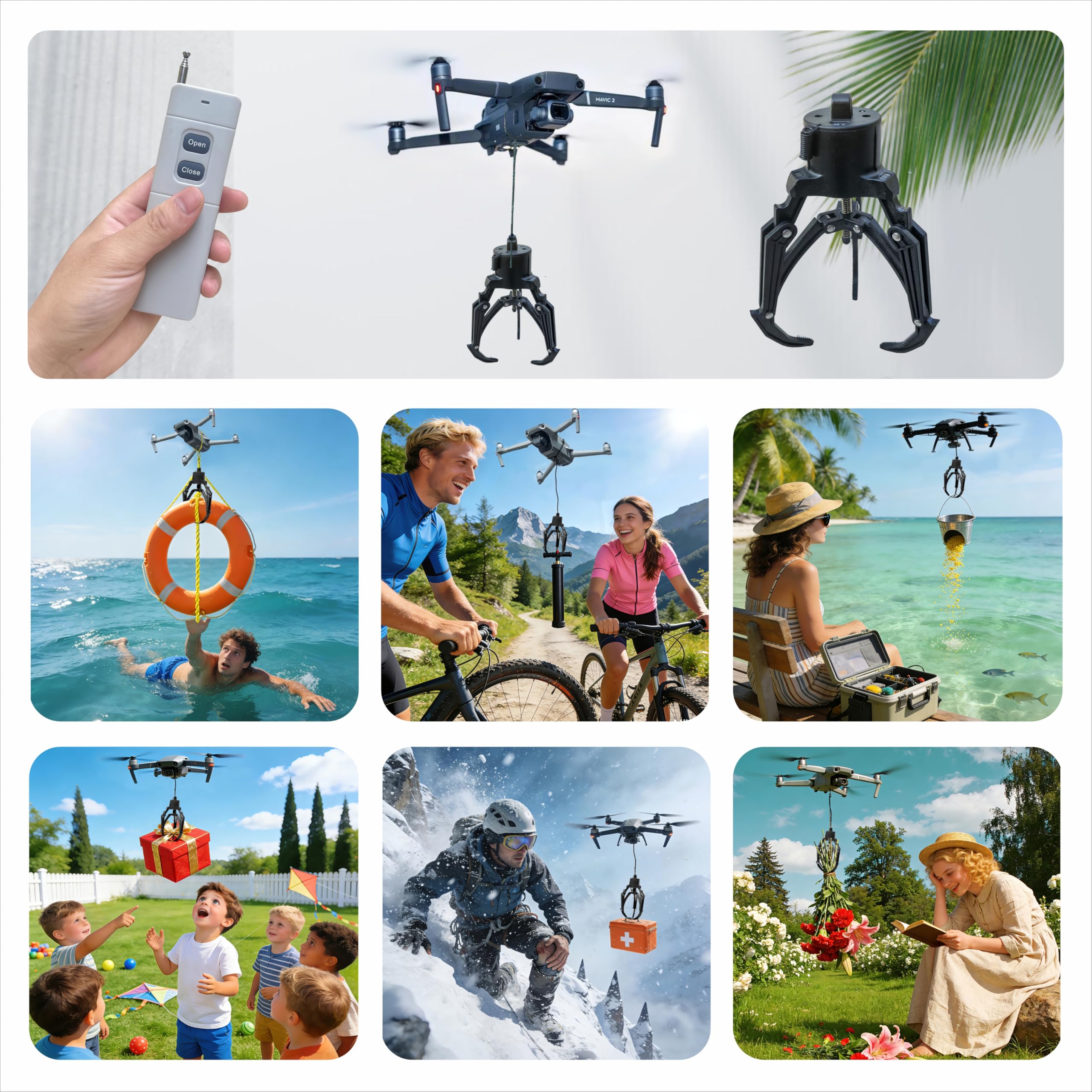 Garra mecánica universal para dron Airdrop - Dispositivo de liberación de carga útil para DJI Mini4/Mini3/Mini2/Air3/Air2/Air2S/Mavic Series