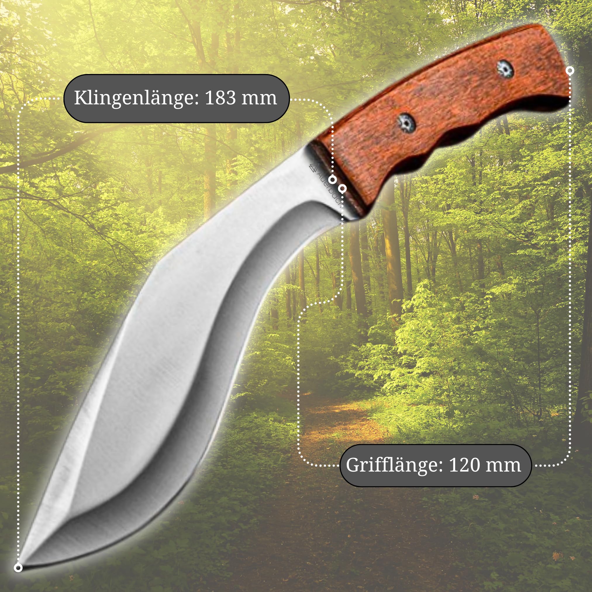 Auerbach Kukri Bruno | Full Tang Machete | Outdoor Messer | Survival Messer | Bushcraft Messer