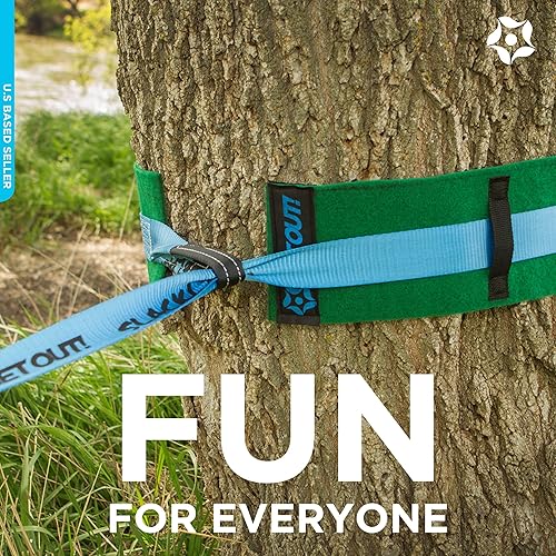 Miniatura 4 de Get Out! Slackline - Kit de principiante para niños y adultos - Slackline clásico con línea de entrenamiento kit completo azul brillante