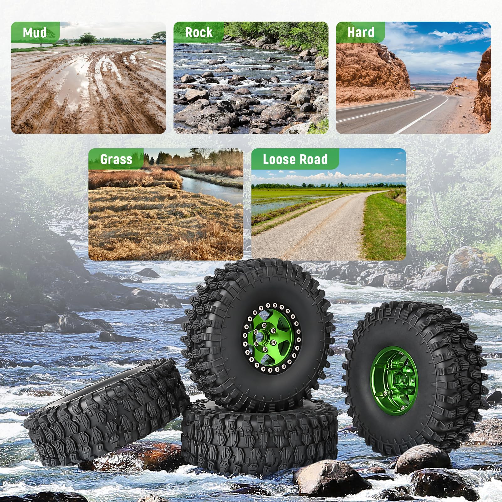 Amazon | GoHooby 1.9 ビードロックホイール 12mm 六角と4.72インチ