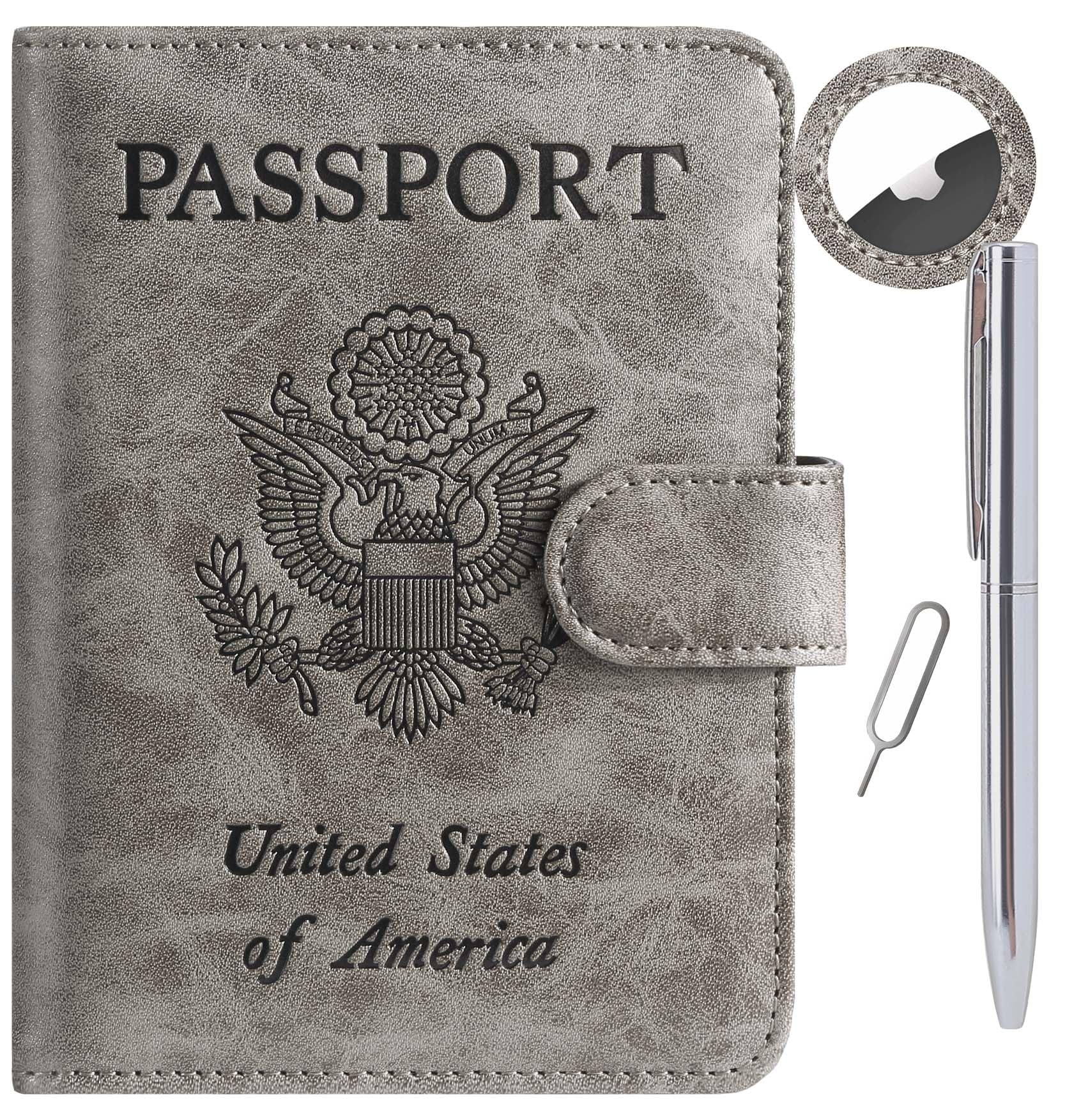 Airtag Passport Holder Cover Wallet RFID Blocking, Travel Essentials