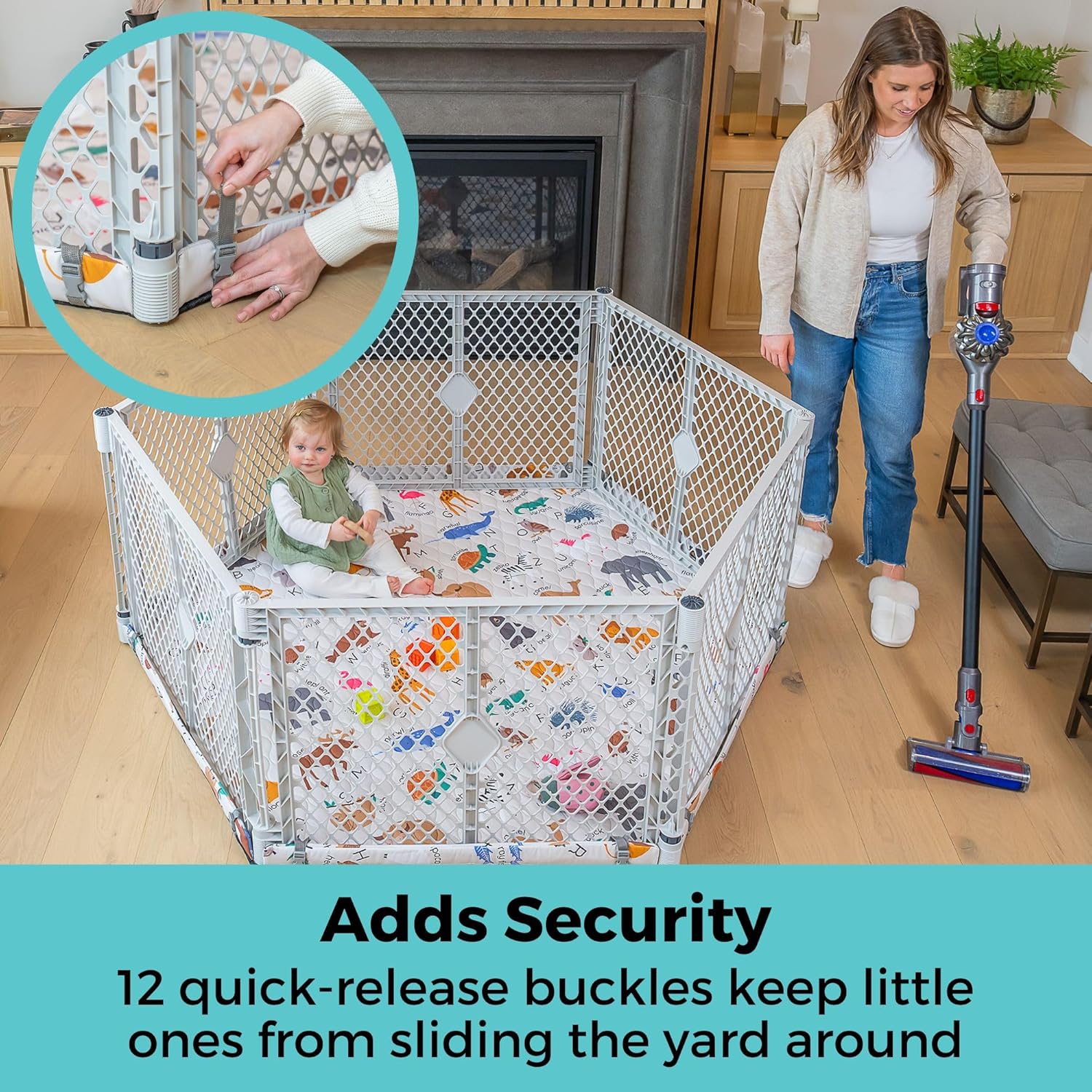 Toddleroo SecureMat Hexagon Animal ABC Playmat, Portable for Indoor & Outdoor Use