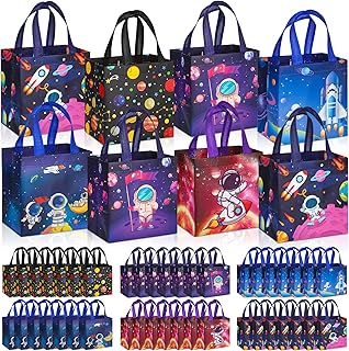 60 Pcs Outer Space Gift Bags Outer Space Party Favor Bags Outer Space Non Woven Gift Bags Treat Bags with Handles Planet Galaxy Sign Party Favor Goodie Candy Bags for Space Theme Party Supplies