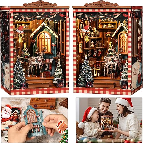 Miniatura 63 de ISSEVE Kit de rincón de libros para bricolaje, rompecabezas de madera 3D, kit de casa en miniatura para decoración de estantería, soporte mágico