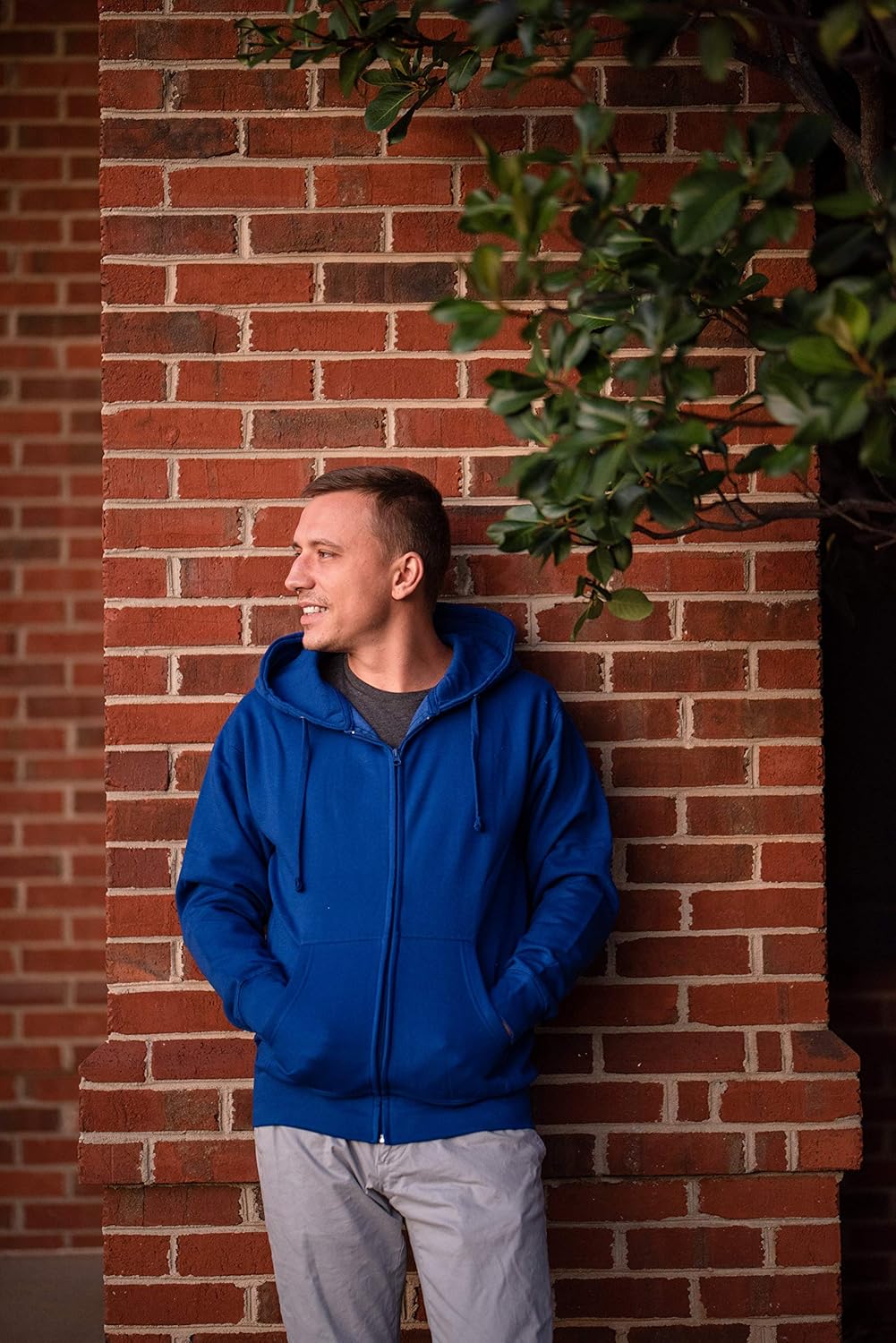 Zip Up Hoodie Men, Full Zipper Long Sleave Hooded Sweatshirt Fleece Jacket Men, Warm Pullover with Kangaroo Pocket