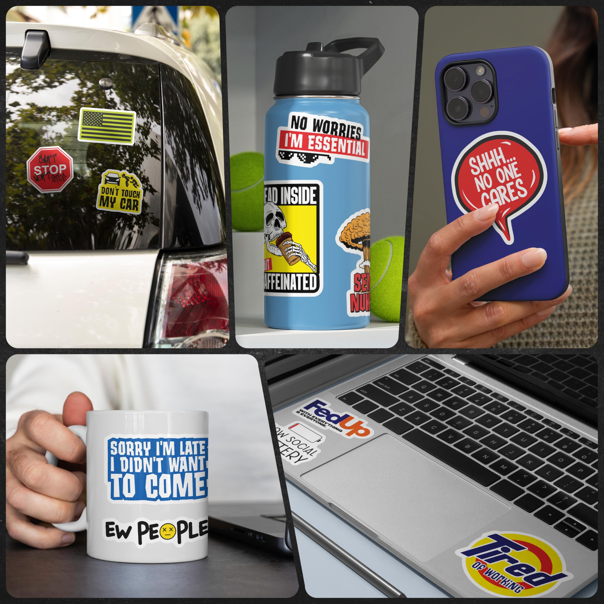 200 PCS Hard Hat Stickers for Adults No Duplicates Sarcastic Meme Funny Stickers for Water Bottles Toolbox Helmet — view 8