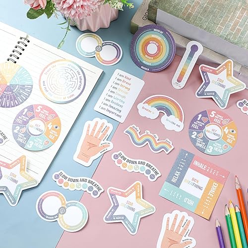 Miniatura 10 de Tenceur 60 calcomanías sensoriales para la ansiedad con citas inspiradoras, alivio de la atención plena, calcomanías calmantes anti estrés,