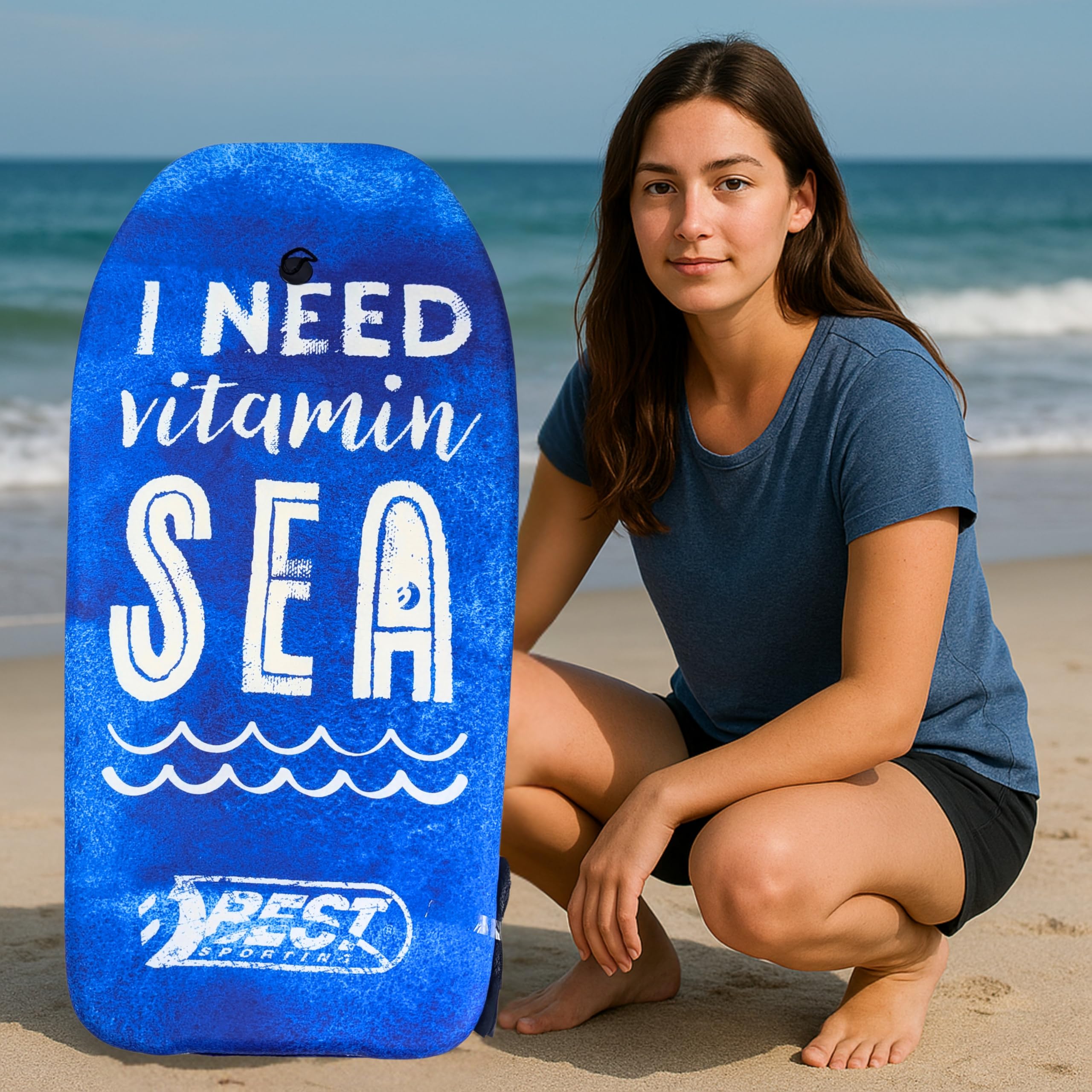 BEST SPORTING Bodyboard pour enfant - Planche de surf légère pour la plage, la mer et la piscine | 92 x 46 x 5 cm | dans différents designs | Avec leash pour un maintien sûr