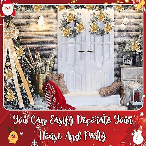 Miniatura 2 de Juego de lazo para decoración de árbol de Navidad de 10 x 13 pulgadas, lazo de terciopelo grande con serpentinas largas, lazo en forma de flor de