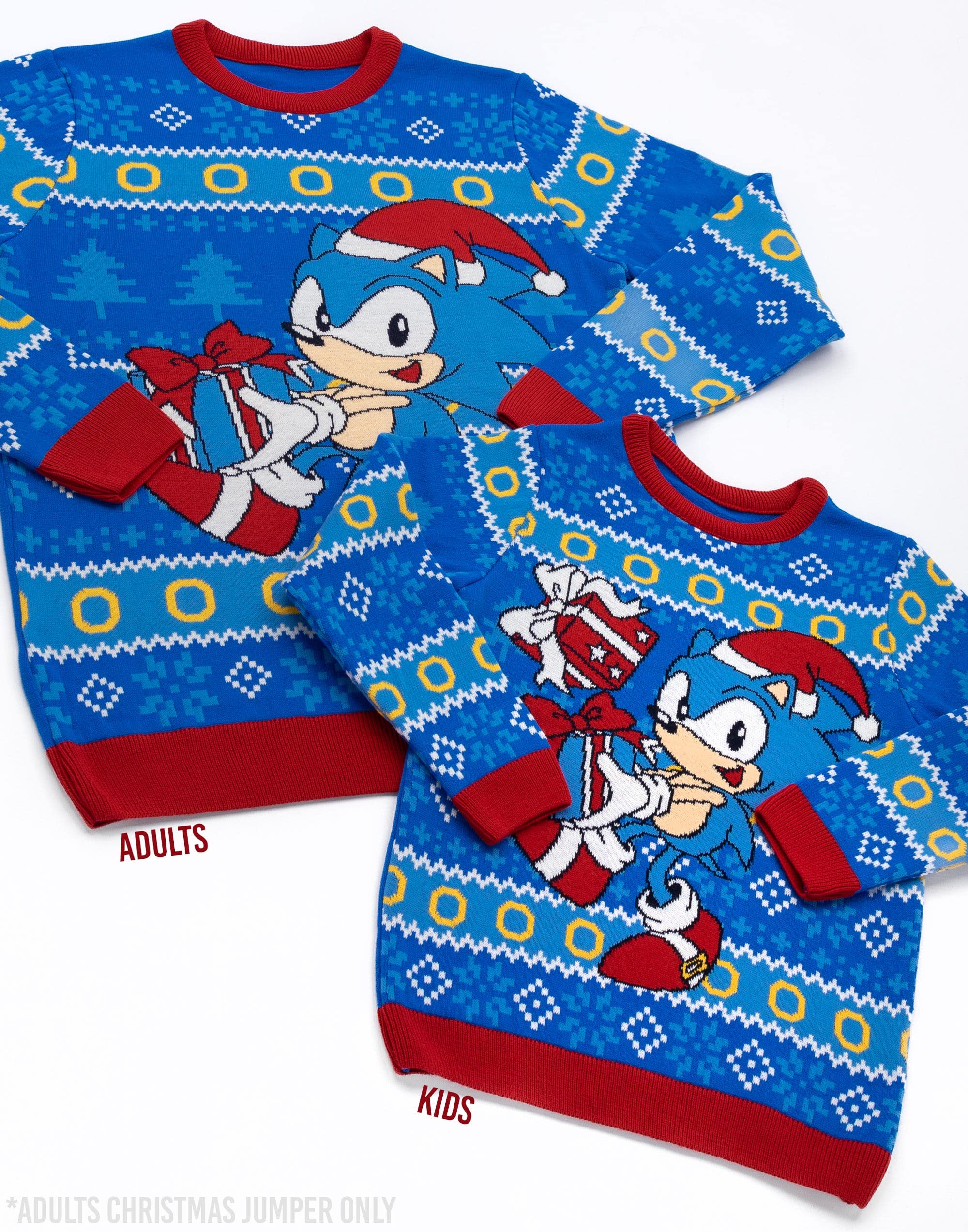 Sonic The Hedgehog Mens Jumper navideño Adultos Séter de Navidad de Punto Azul