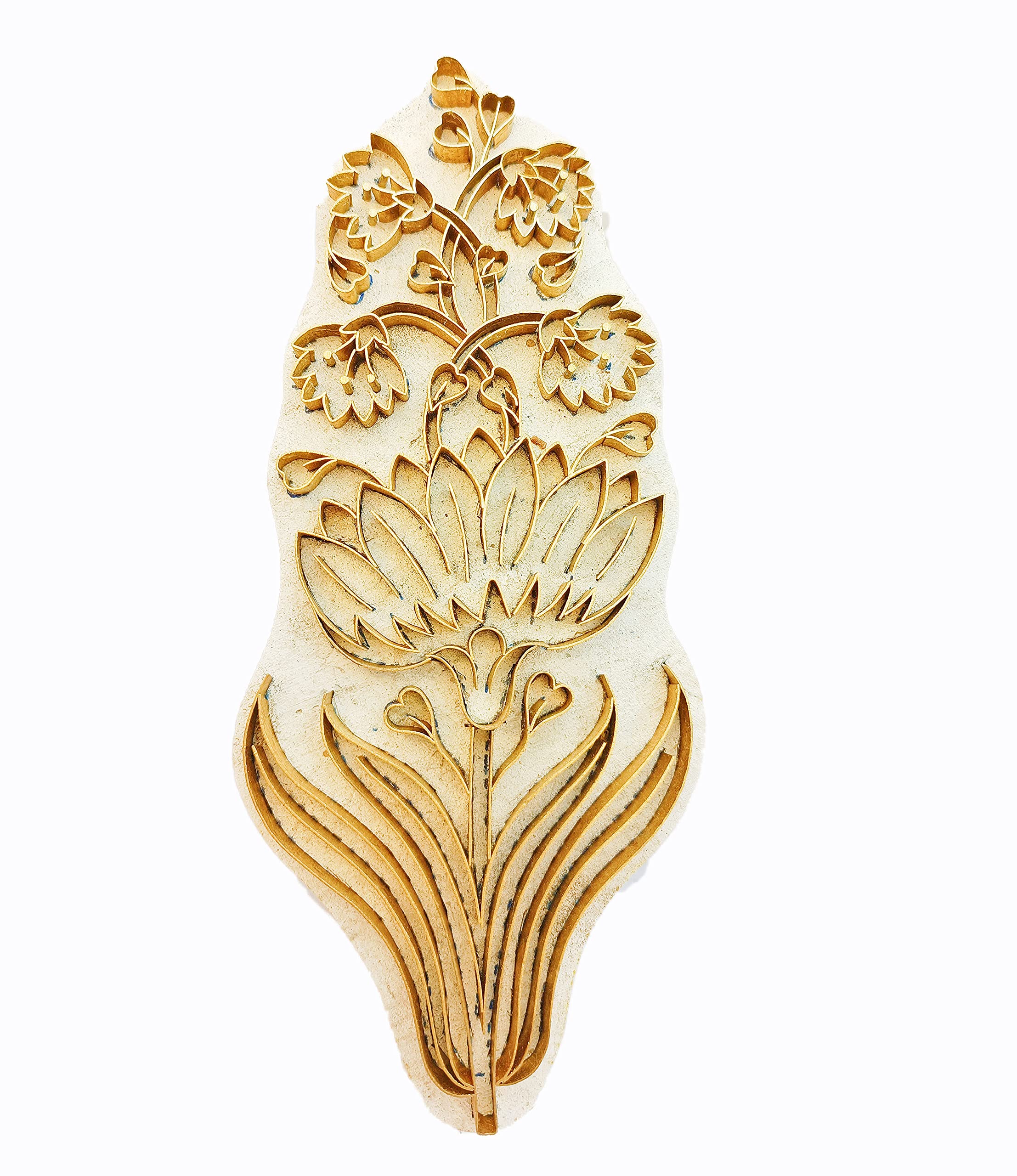Nuzhat wooden brass block hand carved by brass artist Mughal thin brass buta design for printing fabric, paper, clay, leather & decorative size-5*3inch (pack of 1)