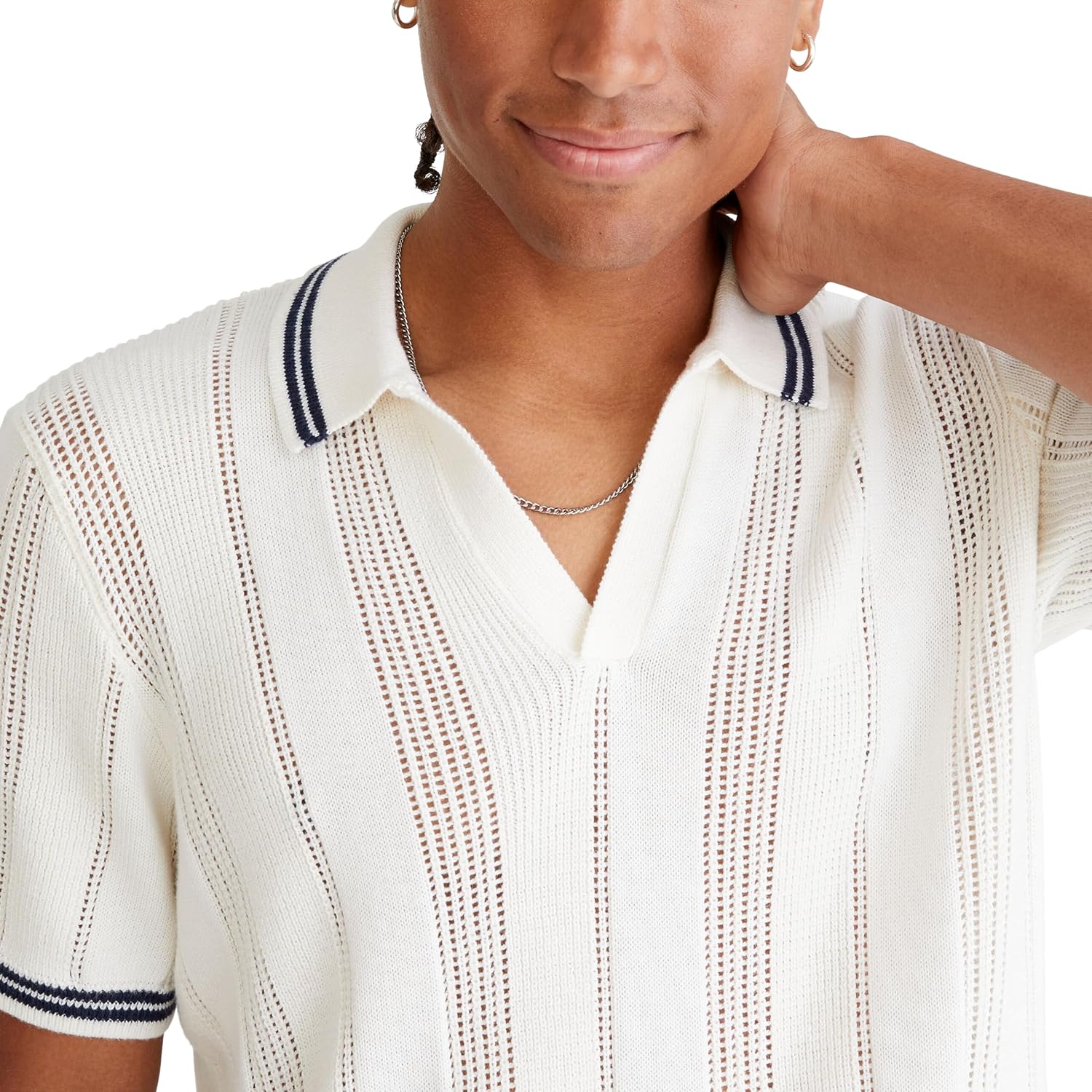 Aeropostale Men's Tipped Open-Knit Sweater Polo - Image 3