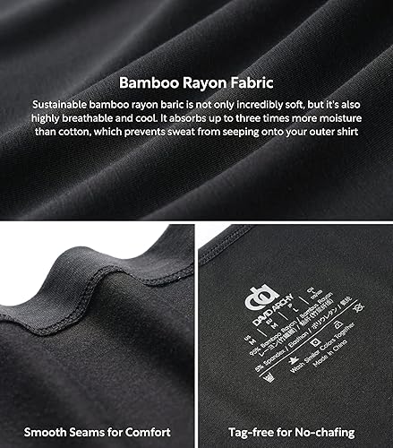 Miniatura 5 de DAVID ARCHY Camiseta sin mangas de rayón de bambú para hombre, camiseta sin mangas que absorbe la humedad, paquete de 3 o 5