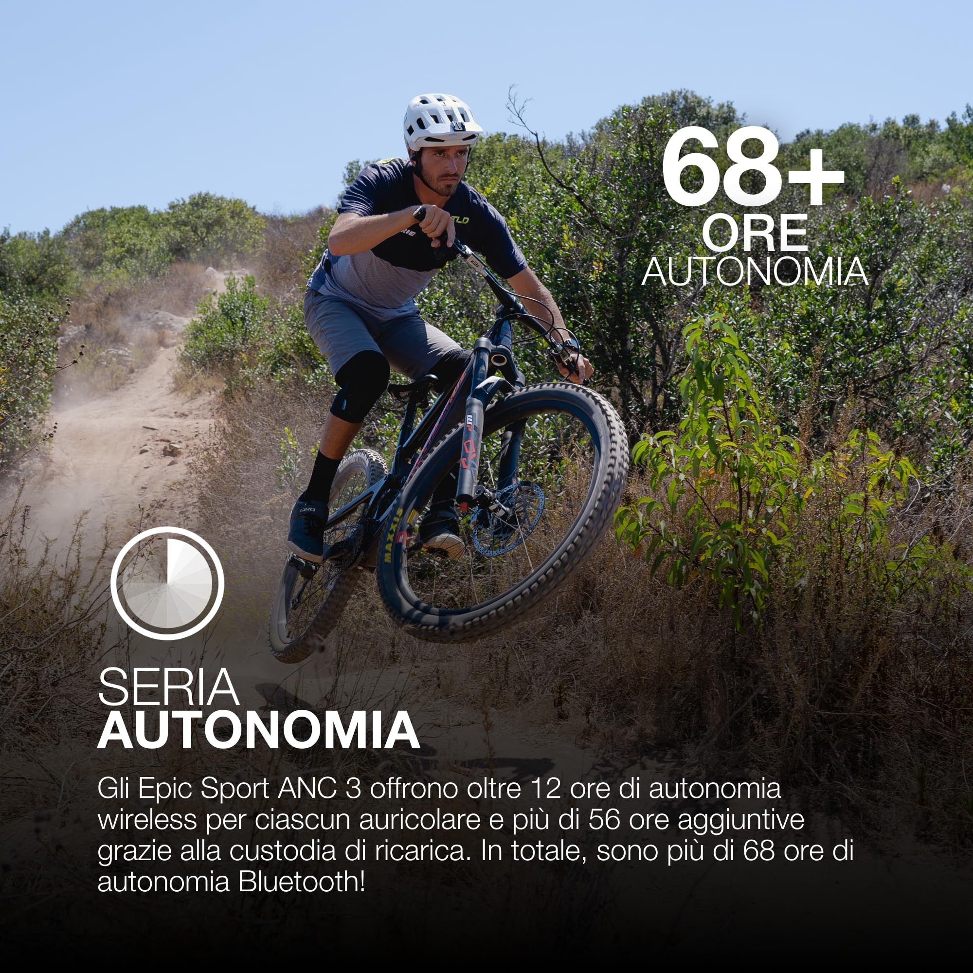 JLab Epic Air Sport Gen 3 ANC Cuffie Bluetooth - Cancellazione Rumore | Auricolari Bluetooth Sport, 68H+, In-Ear per Palestra e Corsa, IP66 Resistenti Sudore, Custodia di Ricarica USB-C