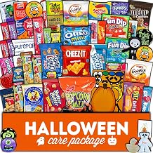 Halloween Candy Care Package Gift (50ct) Snacks Box Basket Candies Kids Children Adults Cookies Food Variety Pack Bundle Mixed Bulk Sampler Girls Boys Guys Men Women Boyfriend Girlfriend College Student