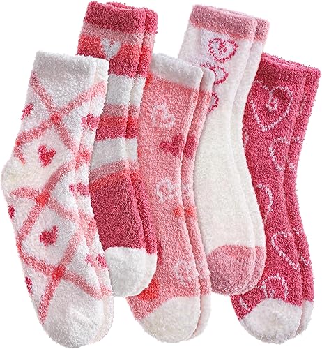 SDBING Calcetines mullidos para mujer, suaves y esponjosos, calcetines para dormir en casa, calcetines cálidos y acogedores, 6 o 5 pares