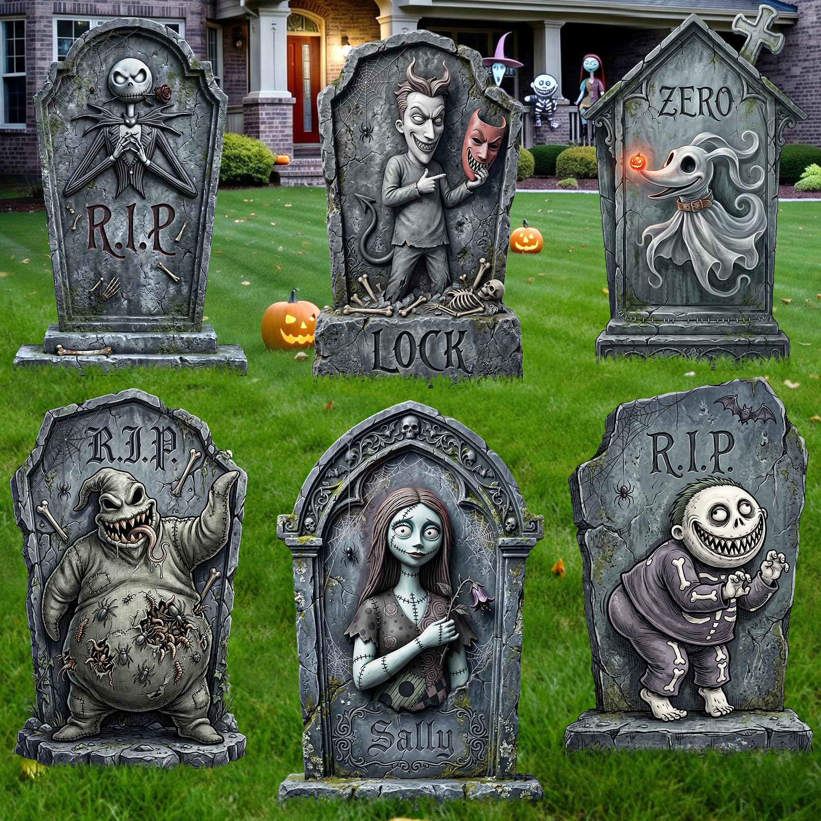 KLYRO 17 Inch Halloween Tombstones Outdoor Yard signs Graveyard Decorations