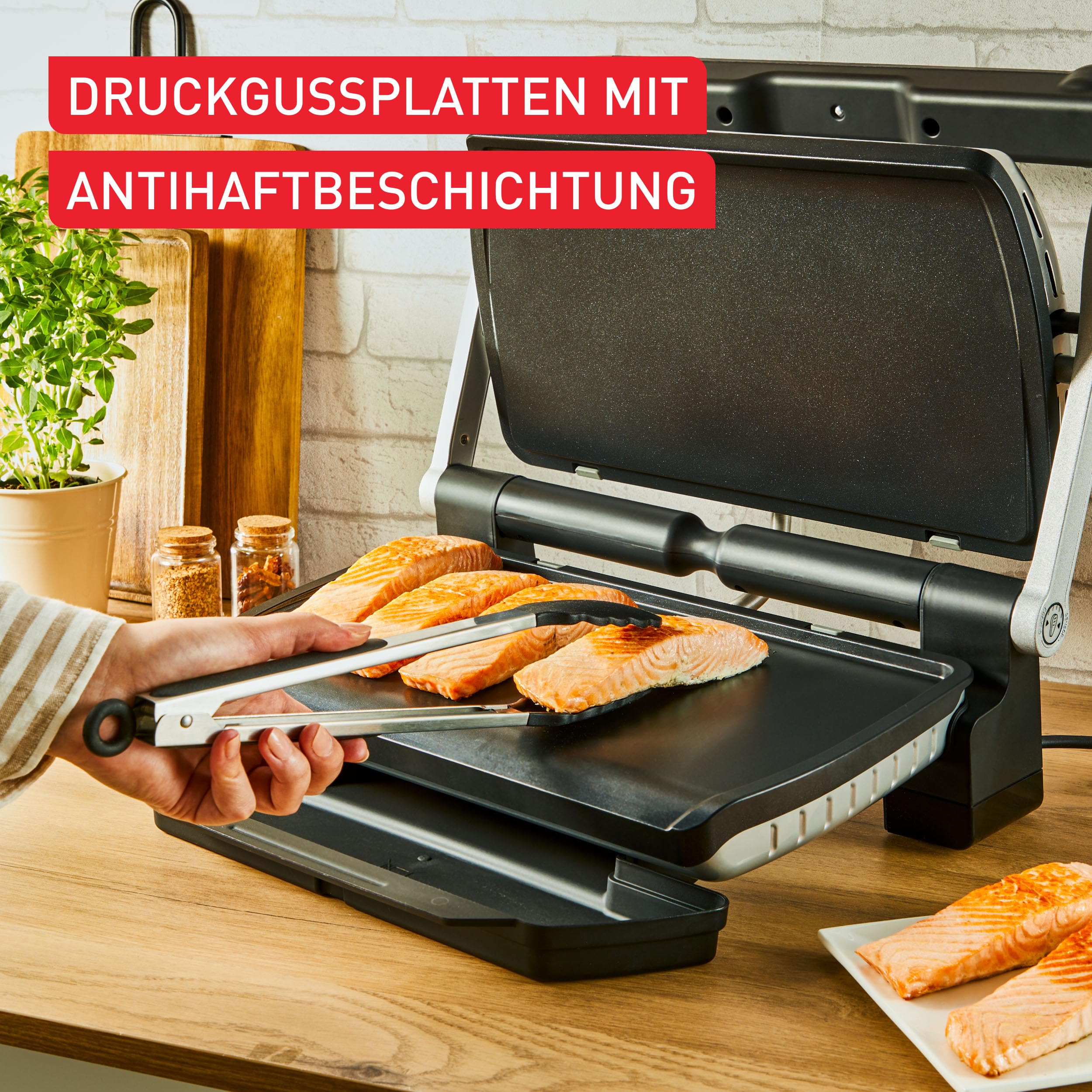 Tefal Plancha-Platten XL, kompatibel mit OptiGrill+ XL, für empfindliche Zutaten, antihaftbeschichteter Aluminium-Druckguss, Schwarz, XA729810