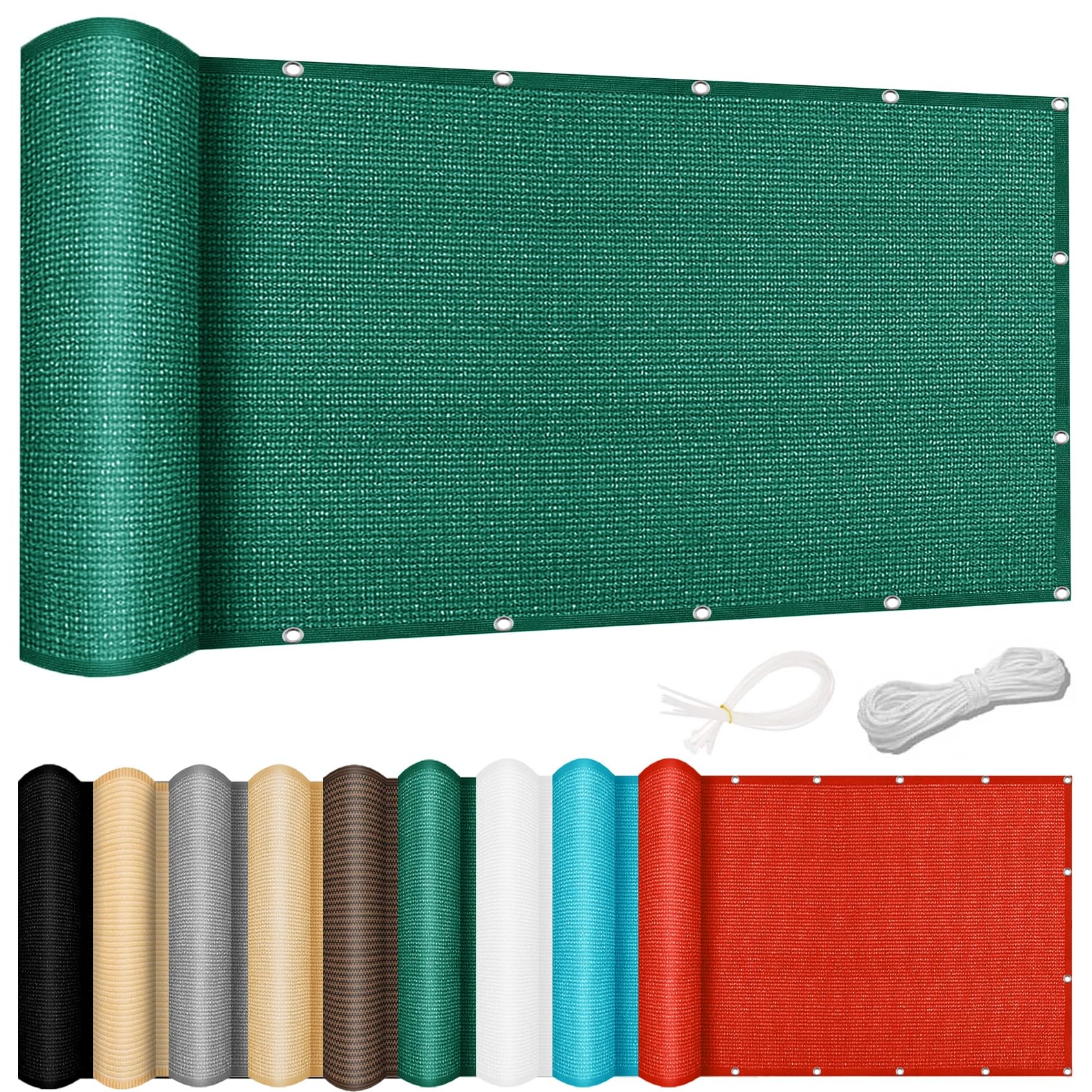 Voile d'ombrage 98% UV résistant et respirant le vent 125 x 650 cm vert