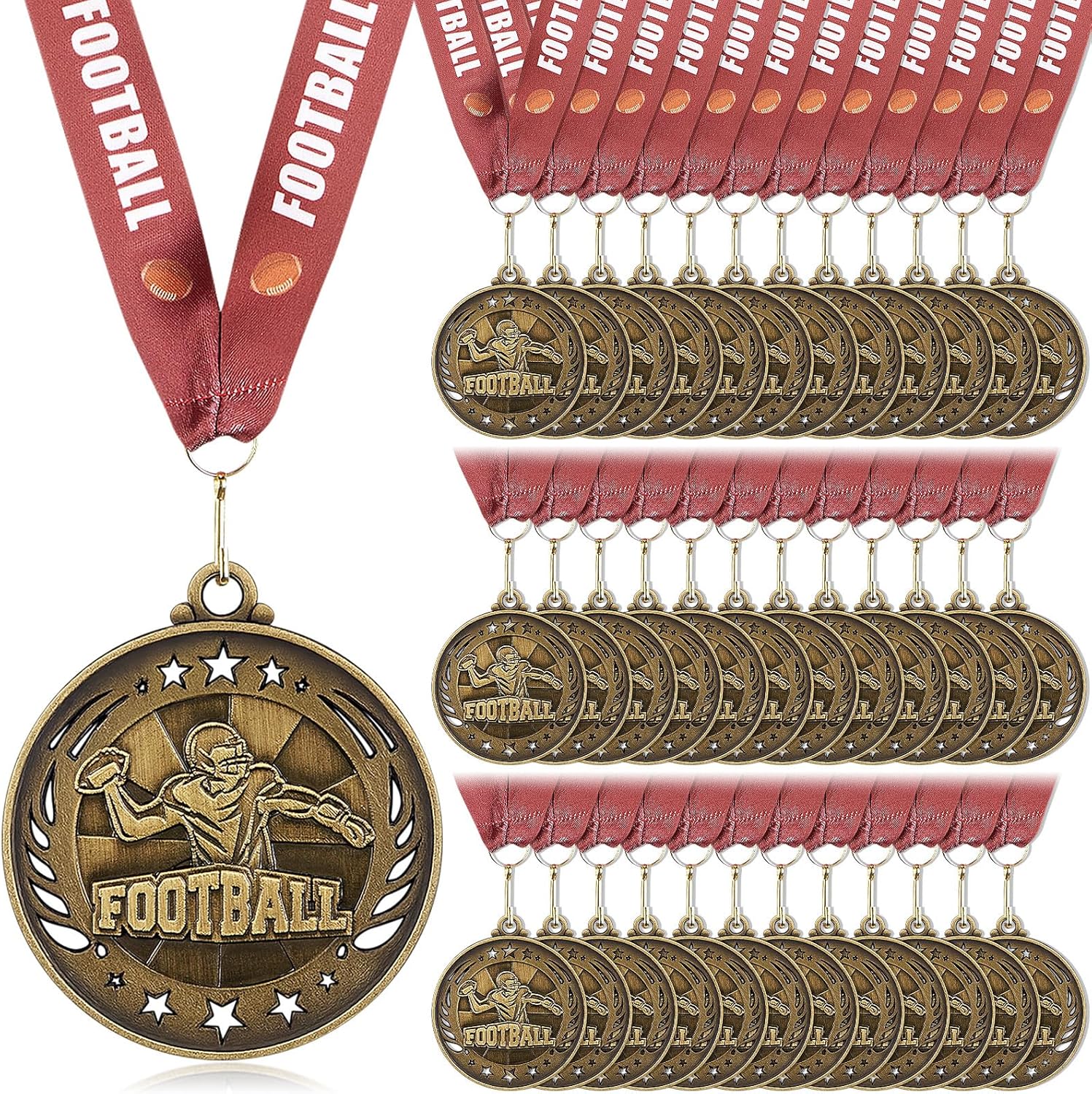 12/36 Pack Gold Medals 2" Football Soccer Baseball Softball March Basketball Metal Medals Bulk Metal Award Trophies for Adults Team Sports Event Prizes Gifts