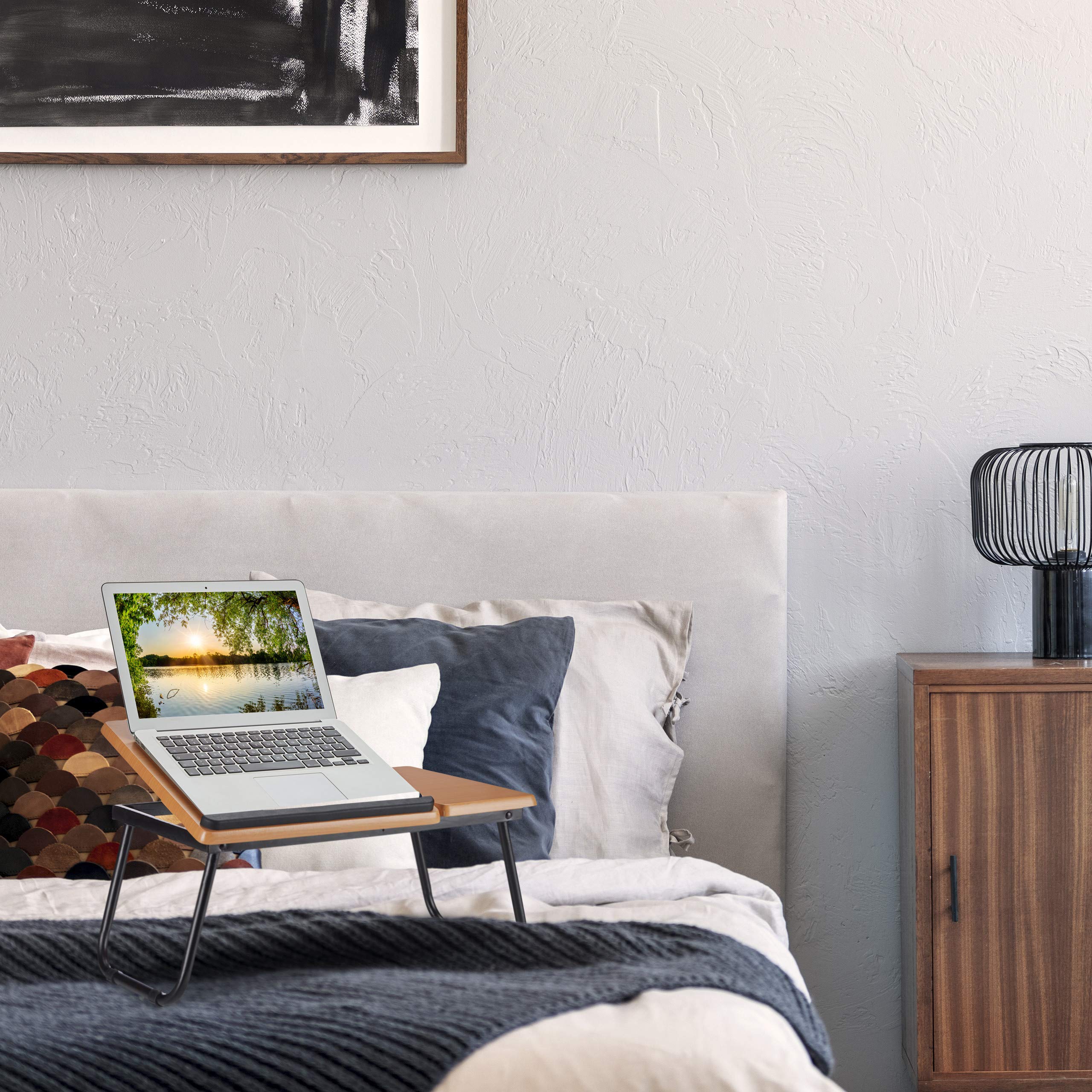 Relaxdays stolik pod laptopa z regulowanym blatem, podstawka na kolana, tacka do łóżka, stojak 23,5x56,3x31,6cm, brązowy