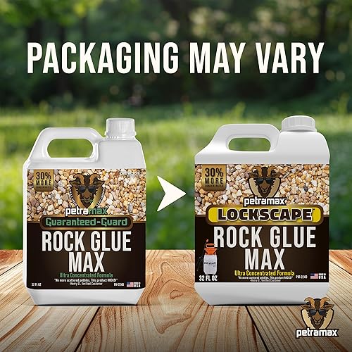 Petra Max Rock Glue for Landscaping, 32 Ounce - Ground Coverage & Pet Safe Mulch Glue for Rocks - Lockdown Gravel/Pebbles/Stones - Sticky Clear Gravel Binder & Decomposed Granite Stabilizer (50 Sq Ft)(32 Ounce,Rock Glue)