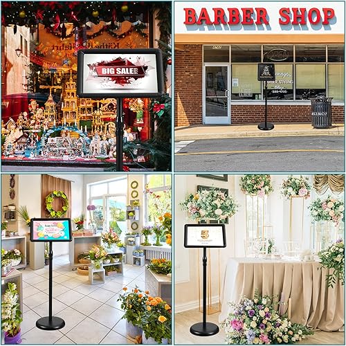 Miniatura 6 de Kenning Paquete de 8 soportes de pedestal ajustables de 8.5 x 11 pulgadas, soporte de cartel de aluminio para exteriores, interiores, vista vertical