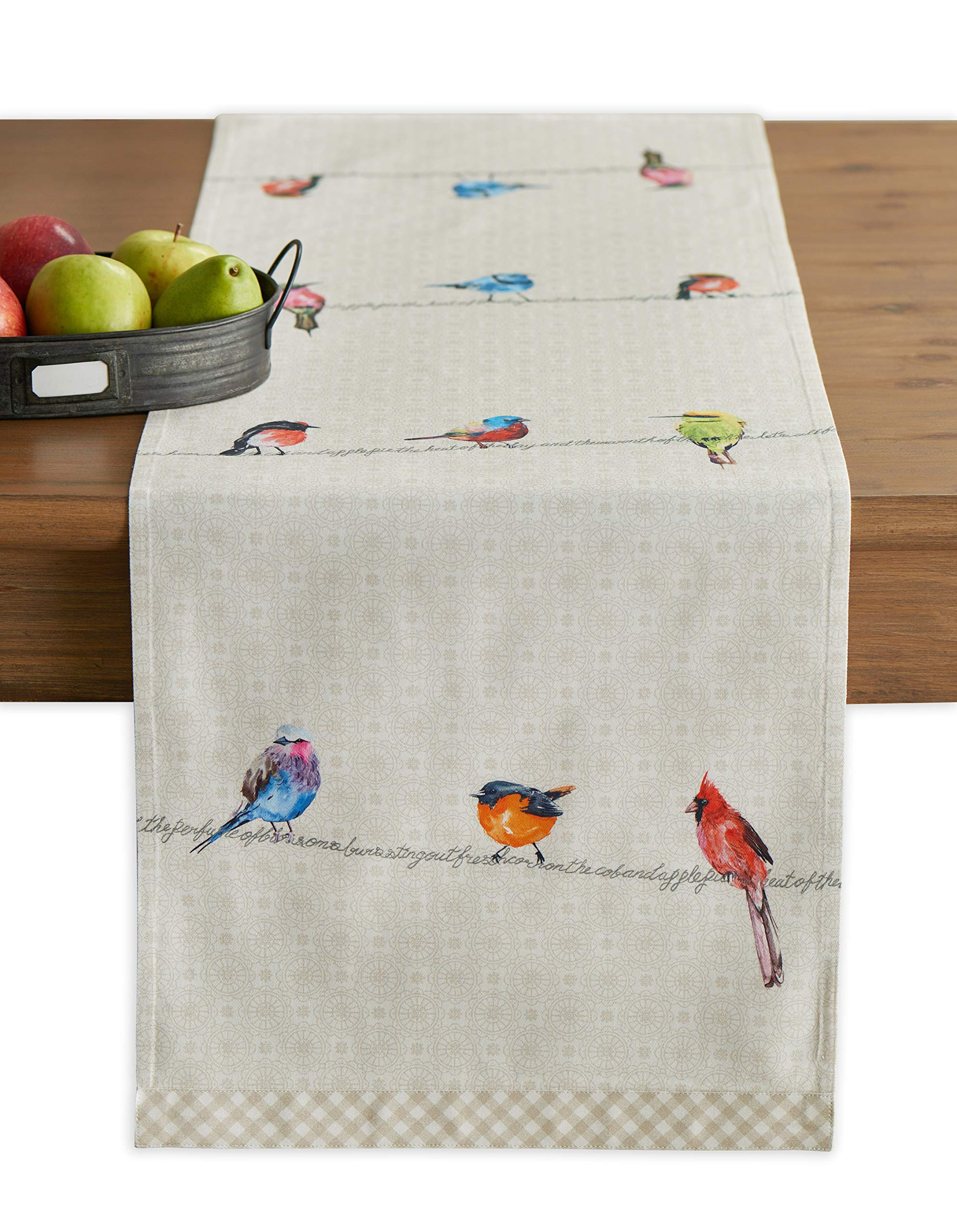 Maison D' Hermine 003 - Birdies On Wire Table Runner 100% Cotton Single Layer Table Runners 230 Cm Long For Home Kitchen Dining Party Wedding Bridal Shower Spring Summer (Birdies On Wire, 37 Cm X 230 Cm)