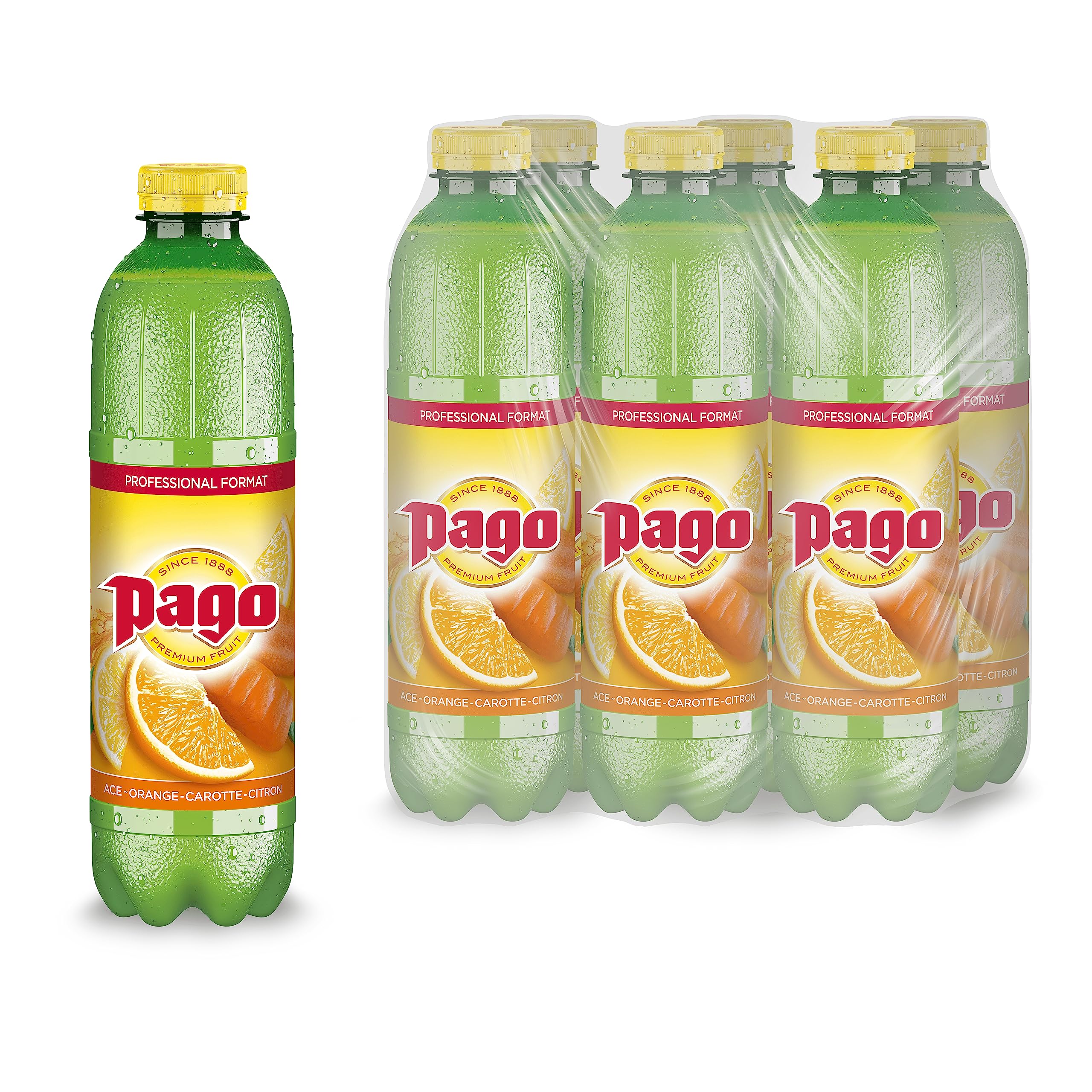 Zumos Pago - Bebida de frutas Naranja, Zanahoria y Limón a partir de Zumo de frutas Pack 6 x 1l Clásicos
