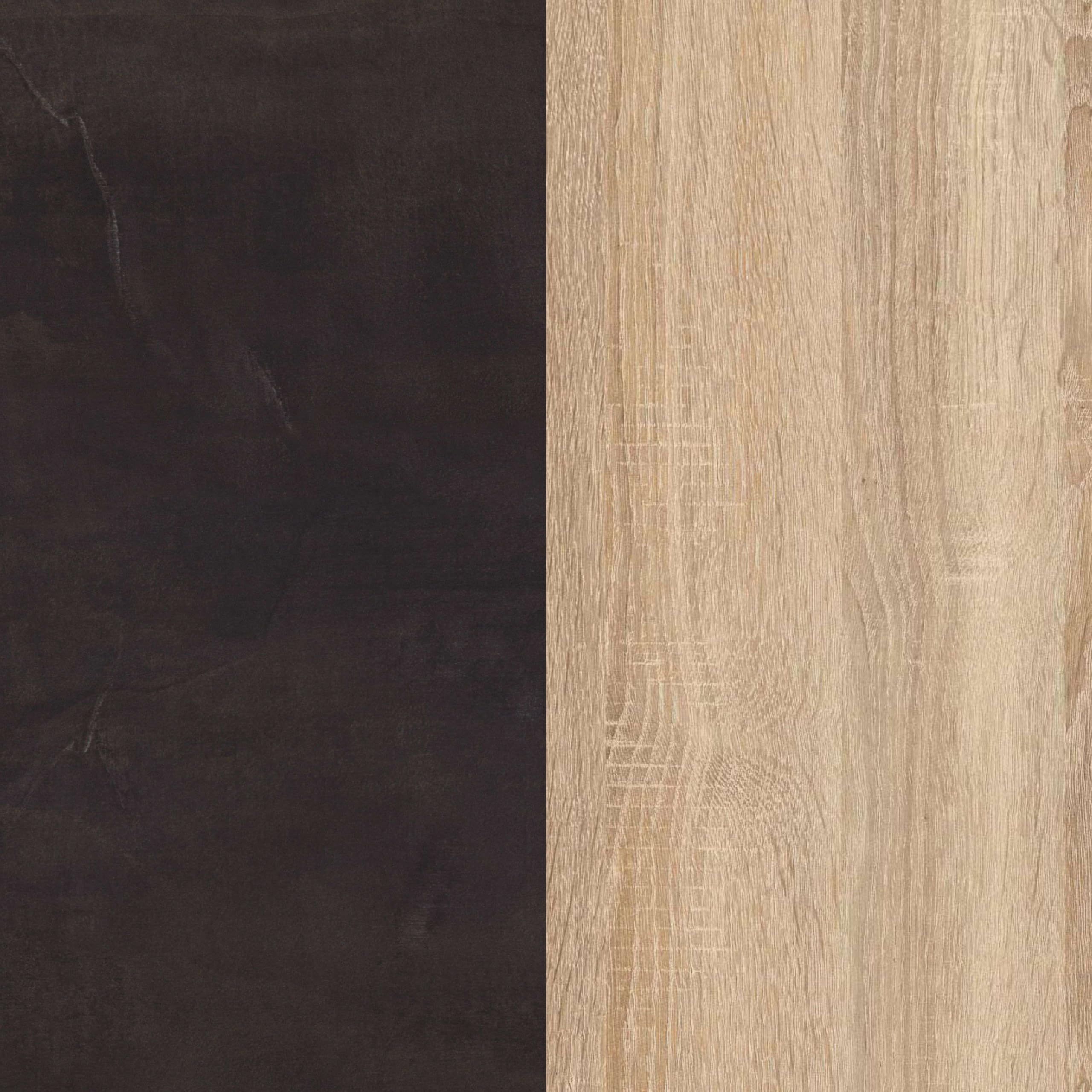 Habitdesign – Mueble Recibidor con Cajón y Espejo, Consola de Entrada Moderna, Color Roble Canadian y Óxido, 92x79x33 cm – Modelo Oxys