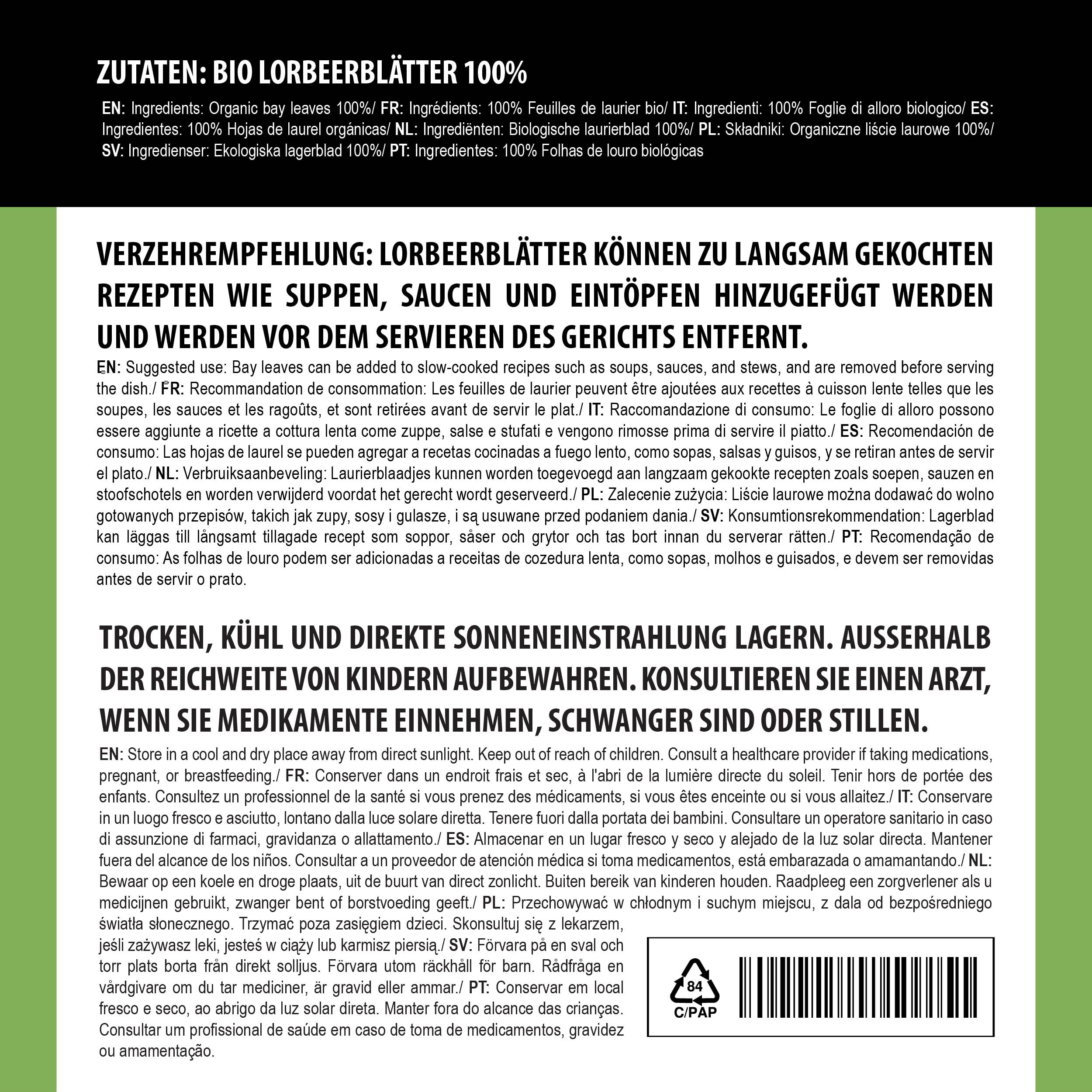Alpi Nature Feuilles de Laurier BIO 200g, Feuilles Entières Séchées, Épice de Laurier pour la Cuisine