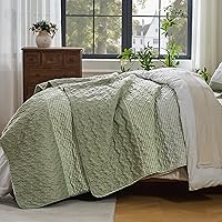 Vista 76 de Andency - Juego de ropa de cama Queen, edredón de patchwork azul mineral, 3 piezas, colcha de verano a rayas ultra suave y ligera, juego