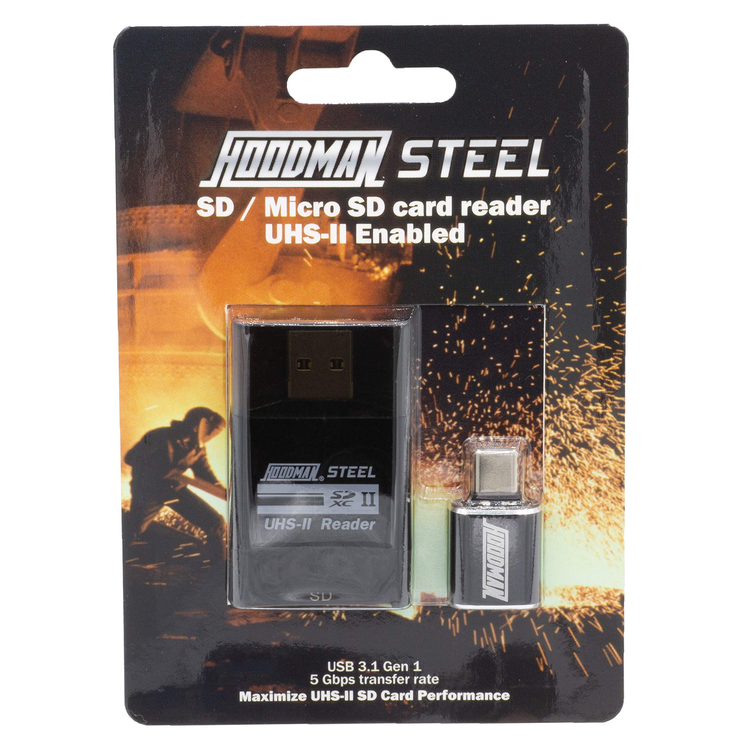 Hoodman Steel SD/Micro SD UHS-II Enabled Card Reader - HUHS2