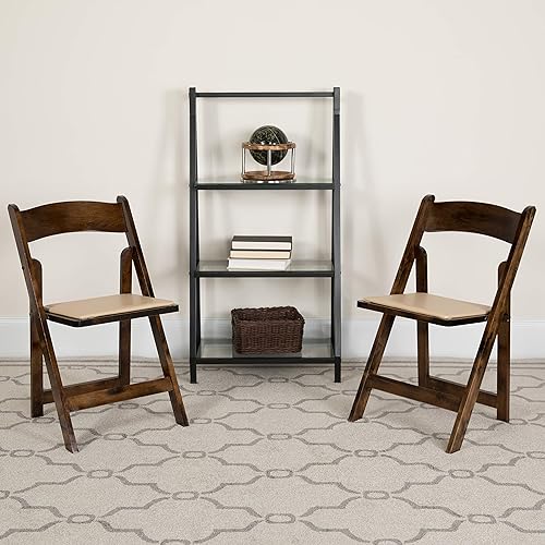 Miniatura 12 de EMMA + OLIVER Paquete de 2 sillas plegables de madera blanca con asiento acolchado de vinilo Blanco,Negro