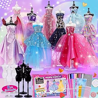 ONE TO FOUR 800+Pcs - Fashion Designer Kit for Girls with 6 Mannequins - Arts and Crafts Kit- Sewing Kit for Kid Ages 8-12 -Girls Gift Age 6 7 8 9 10 11 12