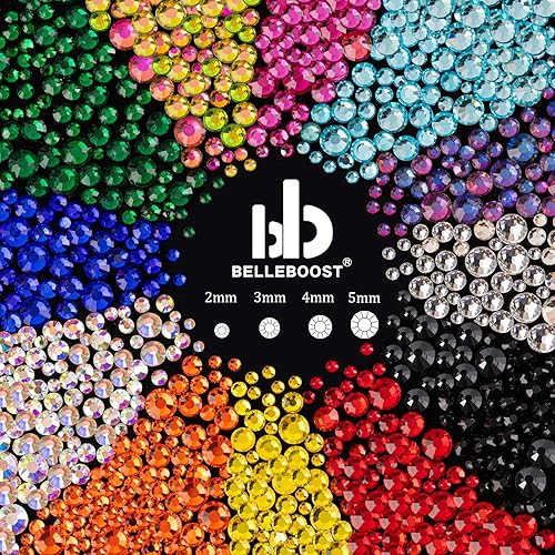 Miniatura 9 de Diamantes de imitación para uñas, kit de manicura con pegamento de diamantes de imitación para uñas, vidrio trasero plano transparente + piedras